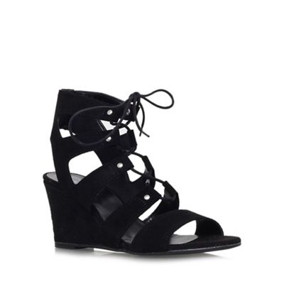 Carvela Black 'Khristie' mid wedge heel strappy shoe boot